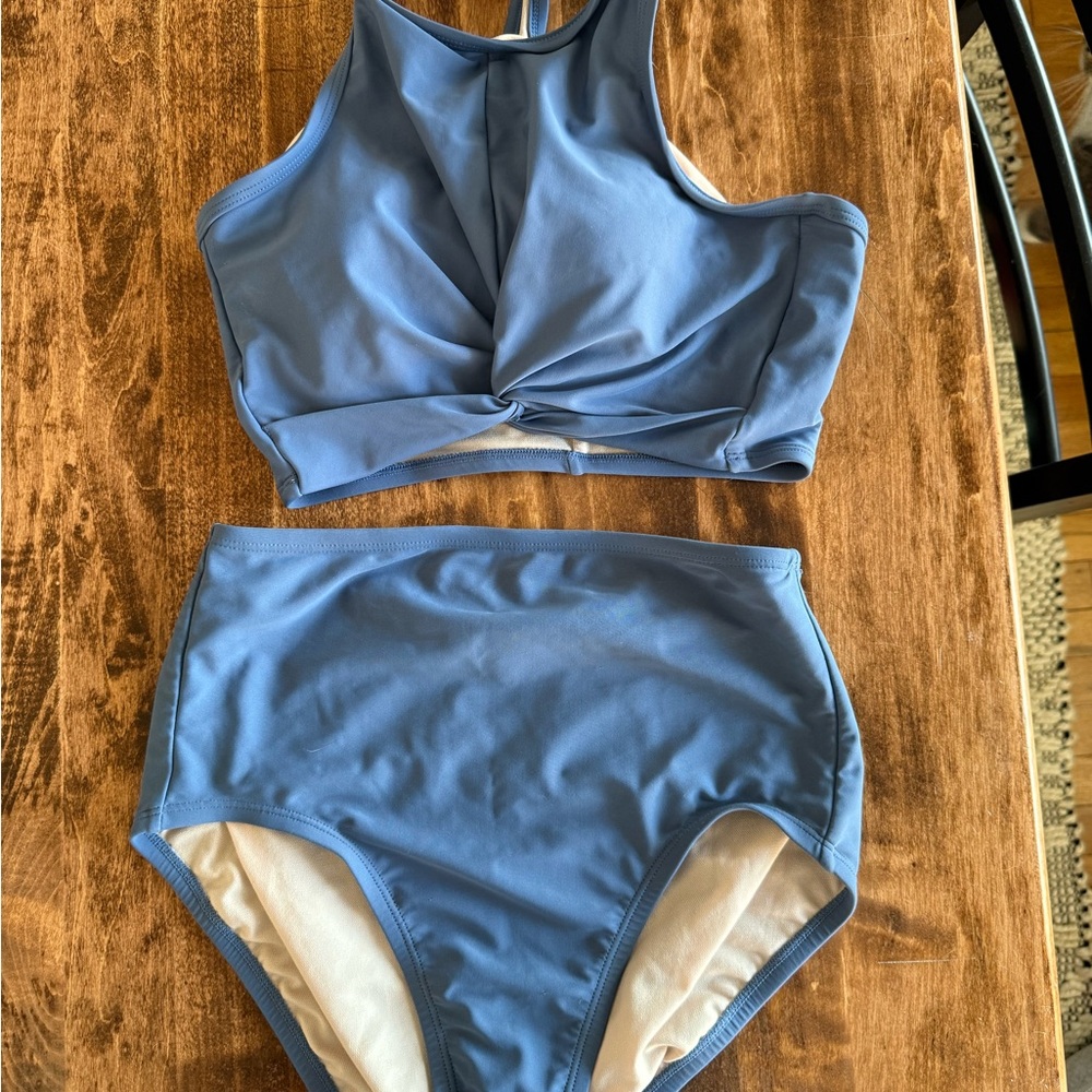 Blue High-Waisted Bikini Set